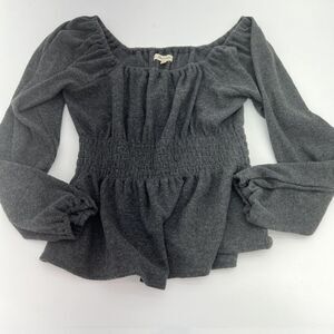 Madewell Plush Square Neck Smocked Top Small